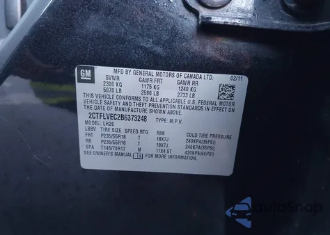 2011 GMC Terrain Slt-1 из США, поврежденный, VIN 2CTFLVEC2B6373248